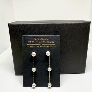 NEW Solid 14K Gold Natural Pearl Earrings